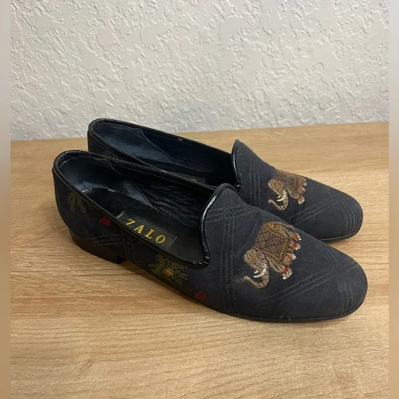 Zalo Elephant and Palm Tree Tapestry Flats Loafers Slip Ons  Size 6.5 - Picture 3 of 5
